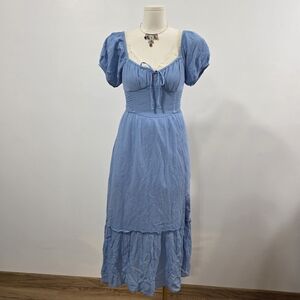 Hollister babydoll long dress with pockets and slit on side